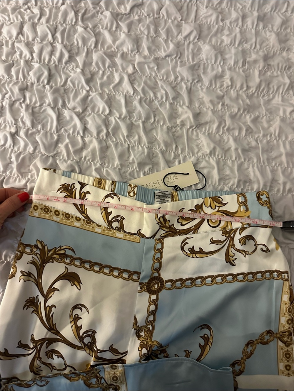 Rachel Zoe Blue & Cream Chain Print Skirt and Top Set - Picture 5 of 6
